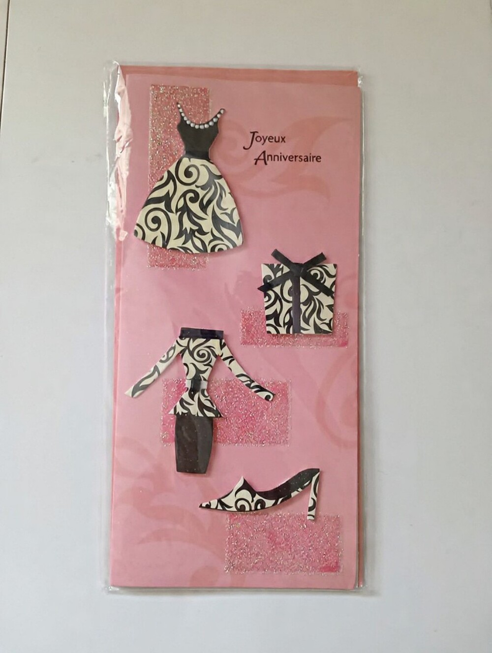 Pink Fashion Birthday Card | Dress & Accessories | French